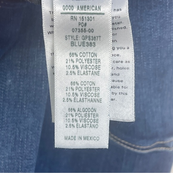 Good American Good Straight Leg Style GPS367T Blue 383 Stretch Mid Rise Size 2 - Picture 13 of 14